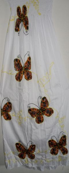 Vestido tomara que caia branco com borboletas