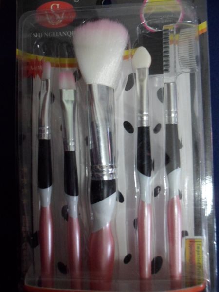 Kit pincéis Luxo - rosa com branco