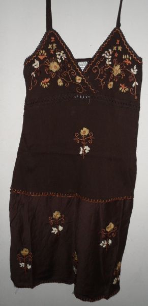 Vestido Marrom Bordado